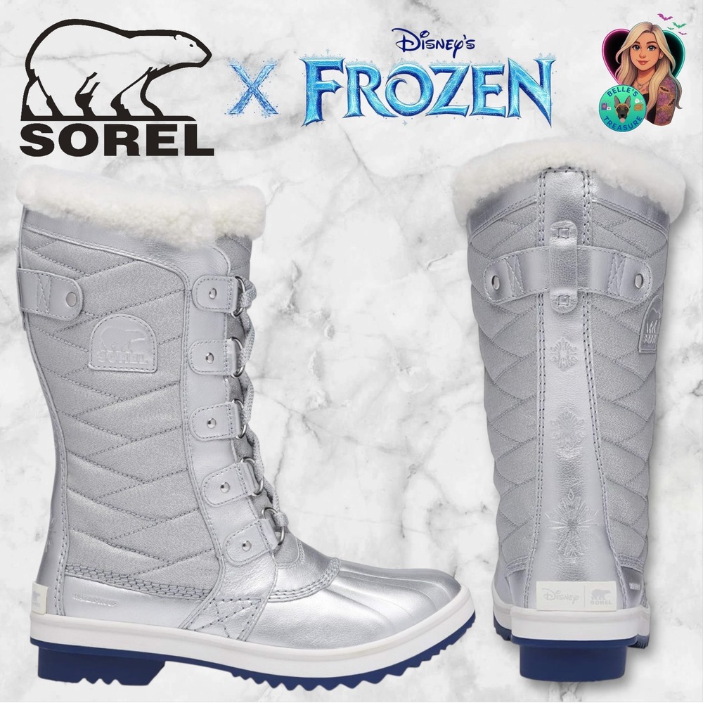Sorel x Disney Women 7 Tofino Frozen II Waterproof Snow Boots Queen Elsa Shimmer